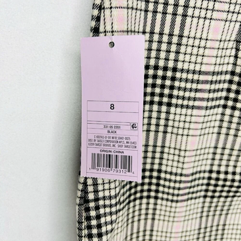 Wild Fable Mini Skirt Women's Preppy School Girl Sz 8 Pink Black Plaid Slit NWT
